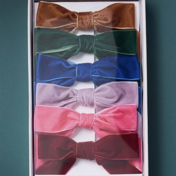 NWT Anthropologie Velvet Bow Clip-On Multicolor Ornaments *Set of 6* - Picture 1 of 4
